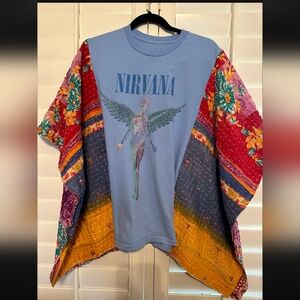 NIRVANA Blue Tunic with Multicolor Patchwork